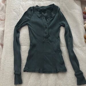 Aerie Long Sleeve Ribbed Top - Deep Teal